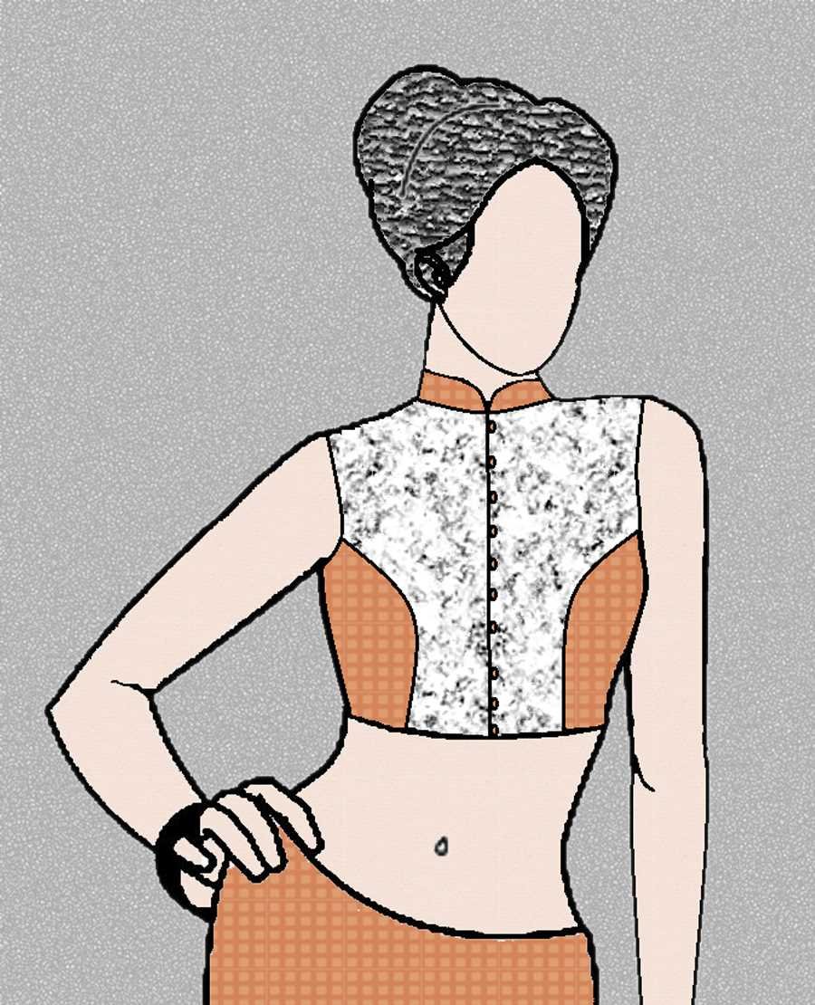 BLOUSE GURU COLLAR NECK DESIGN 6 FRONT Collar Neck Design 6 - Image 2