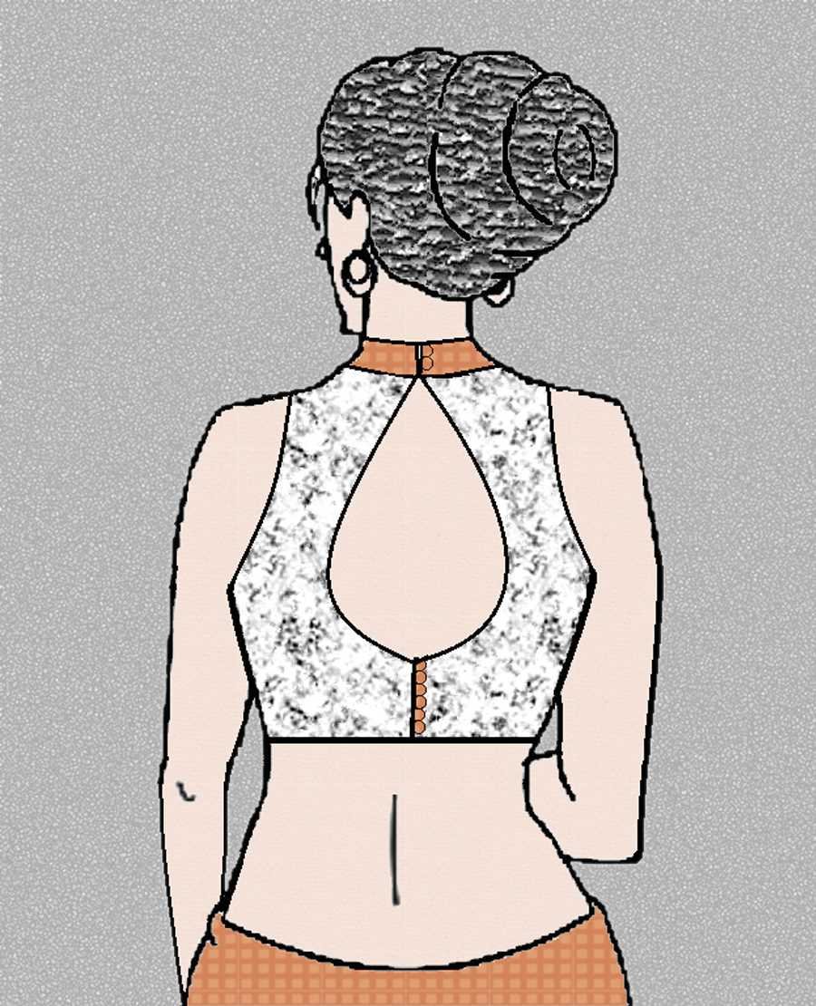 BLOUSE GURU COLLAR NECK DESIGN 7 BACK Collar Neck Design 7 - Image 2