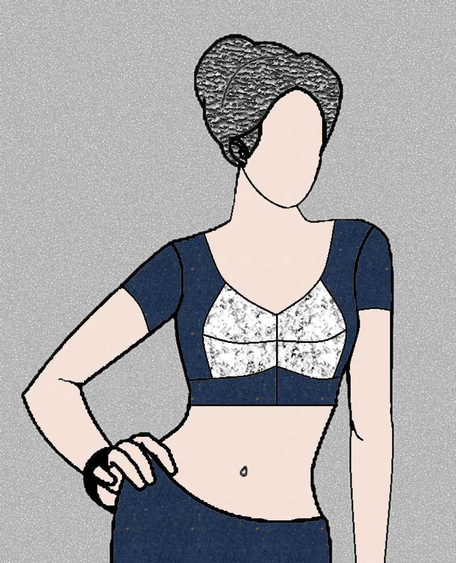 BLOUSE GURU DOUBLE KATORI DESIGN 11 FRONT Double katori Design 11 - Image 2