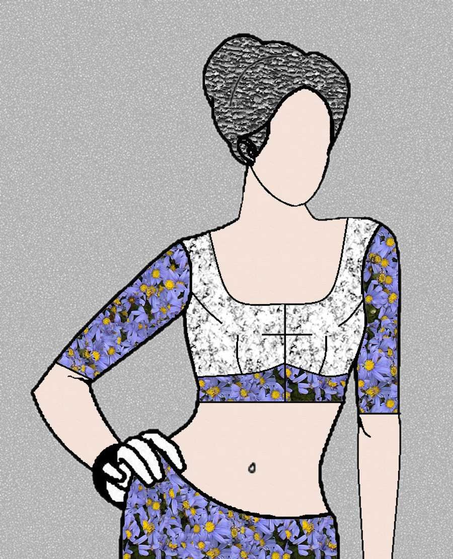 BLOUSE GURU NORMAL CUT DESIGN 14 FRONT Normal Cut Design 14 - Image 2