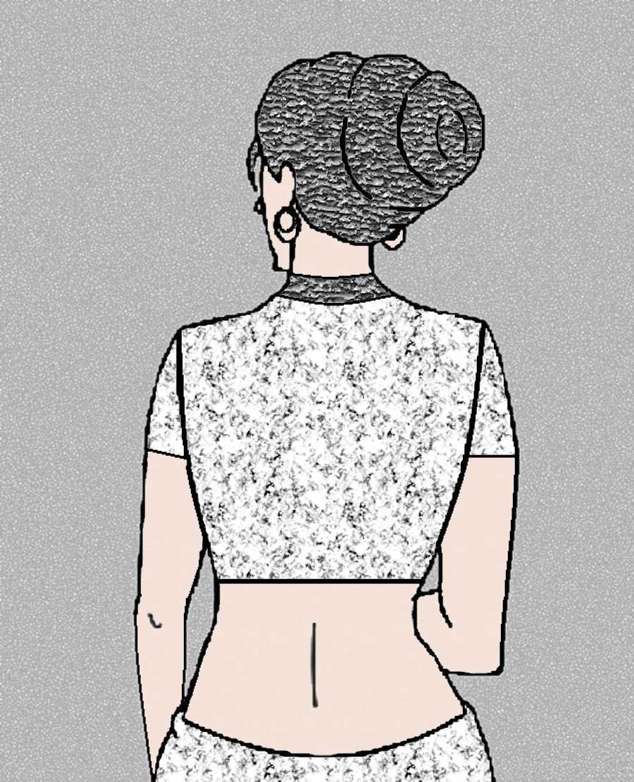 BLOUSE GURU SINGLE KATORI DESIGN 5 BACK Single Katori Design 5 - Image 2