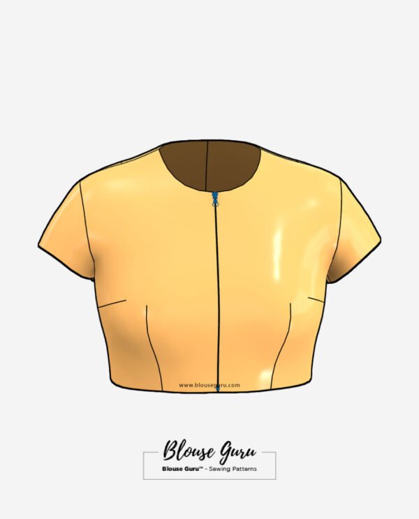 Blouse Guru Jewel Neck Front Open Design 1 Front