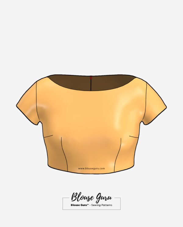 Blouse Guru Boat Neck Back Open Design 1 Front